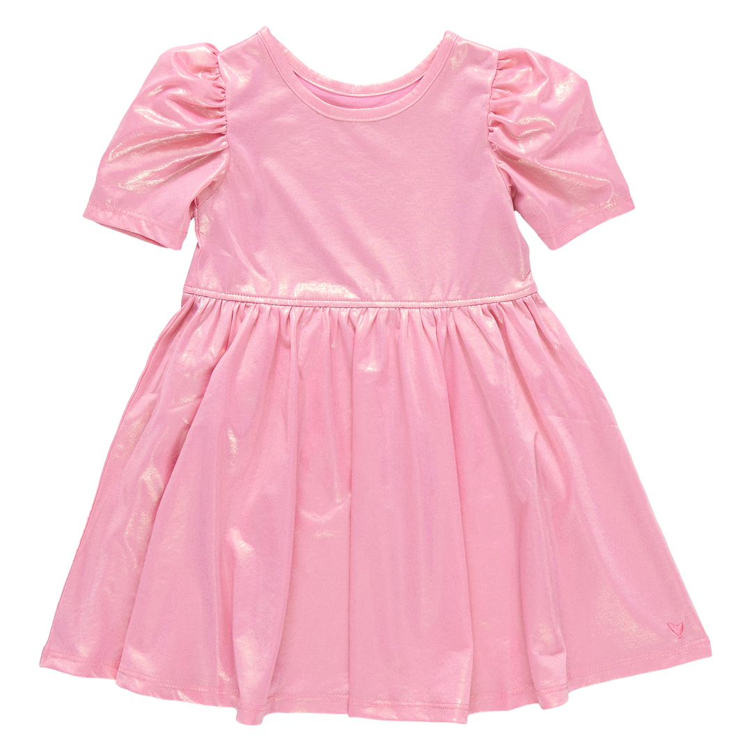 Girls Lame Laurie Dress - Light Pink