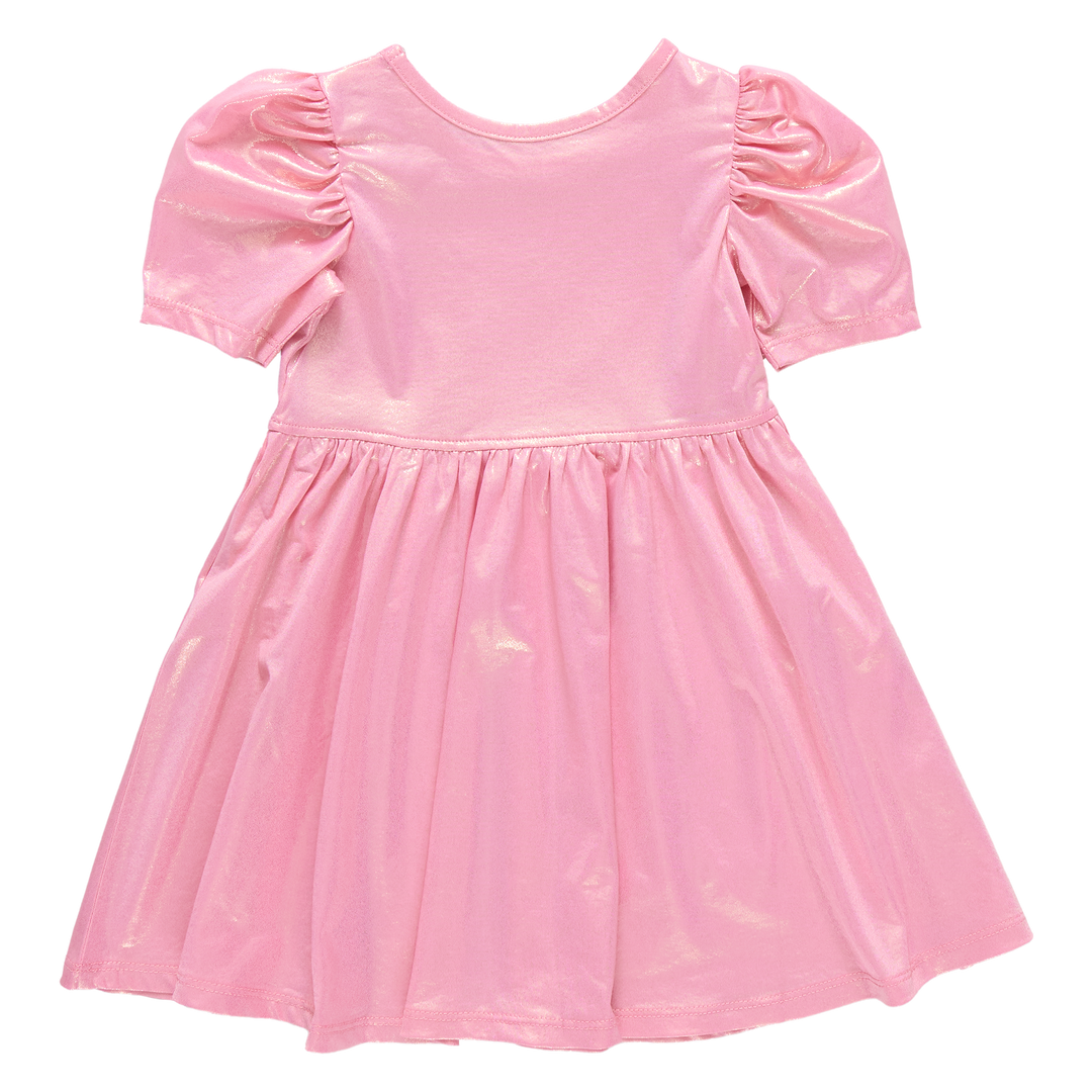 Girls Lame Laurie Dress - Light Pink
