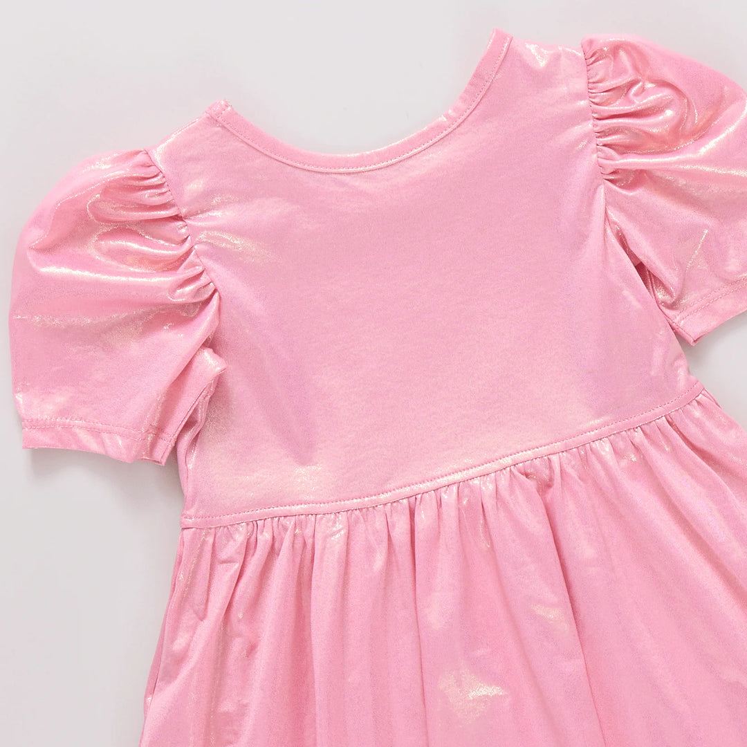 Girls Lame Laurie Dress - Light Pink