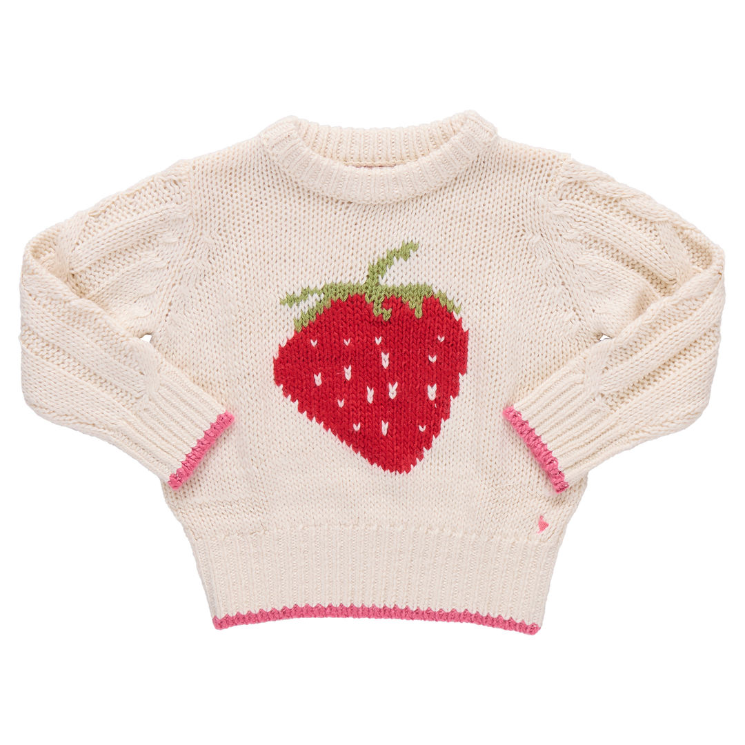 Girls Haven Sweater - Cream Strawberry