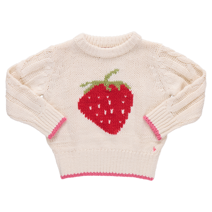 Girls Haven Sweater - Cream Strawberry