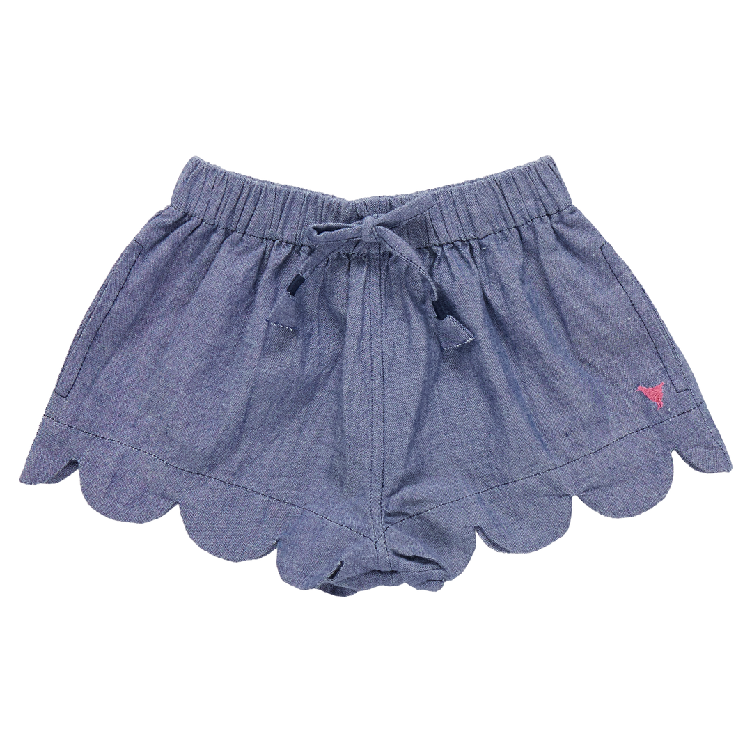 Girls Scallop Short - Chambray