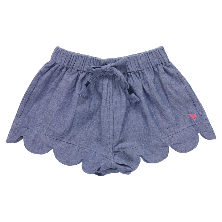 Girls Scallop Short - Chambray