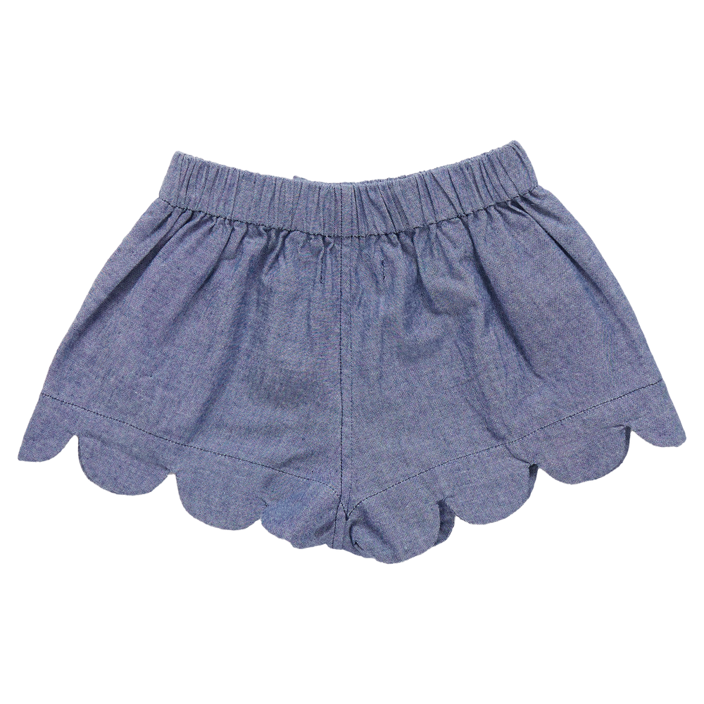 Girls Scallop Short - Chambray