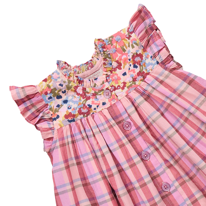 Girls Kaylee Dress - Burgundy Madras Plaid