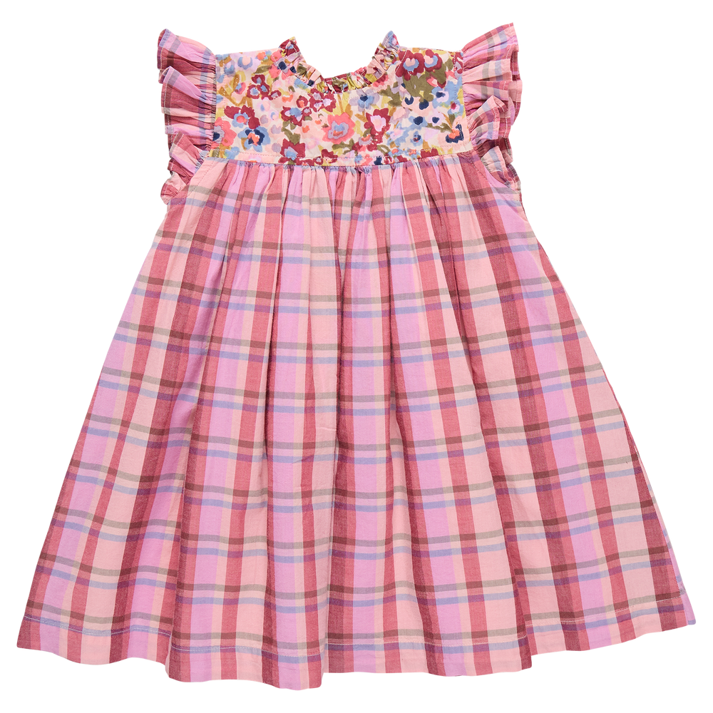 Girls Kaylee Dress - Burgundy Madras Plaid