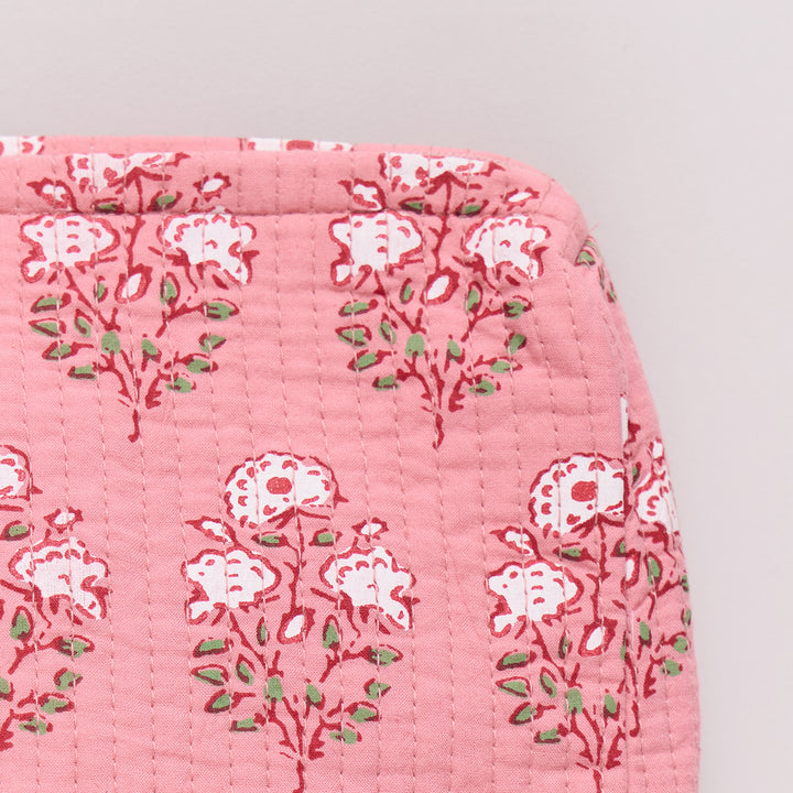 Quilted Pouch - Pink Strawflower