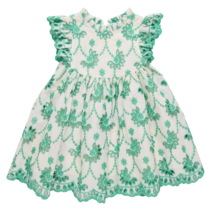 Girls Cynthia Dress - Kelly Green Eyelet