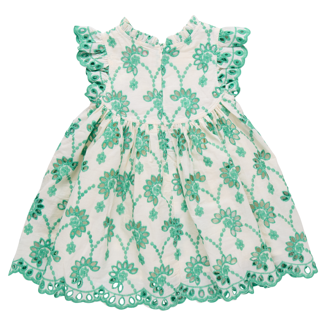 Girls Cynthia Dress - Kelly Green Eyelet