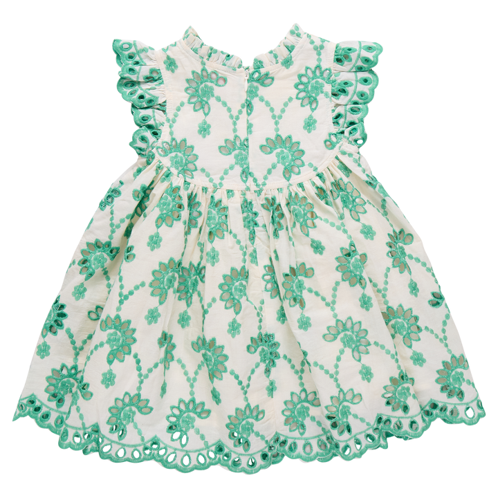 Girls Cynthia Dress - Kelly Green Eyelet