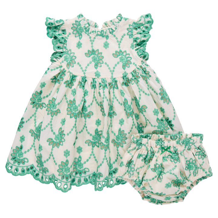 Baby Girls Cynthia Dress Set - Kelly Green Eyelet
