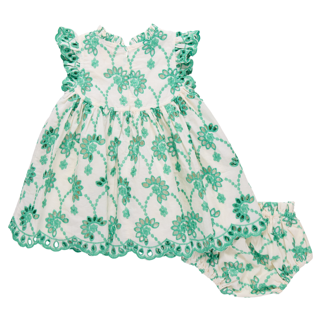 Baby Girls Cynthia Dress Set - Kelly Green Eyelet