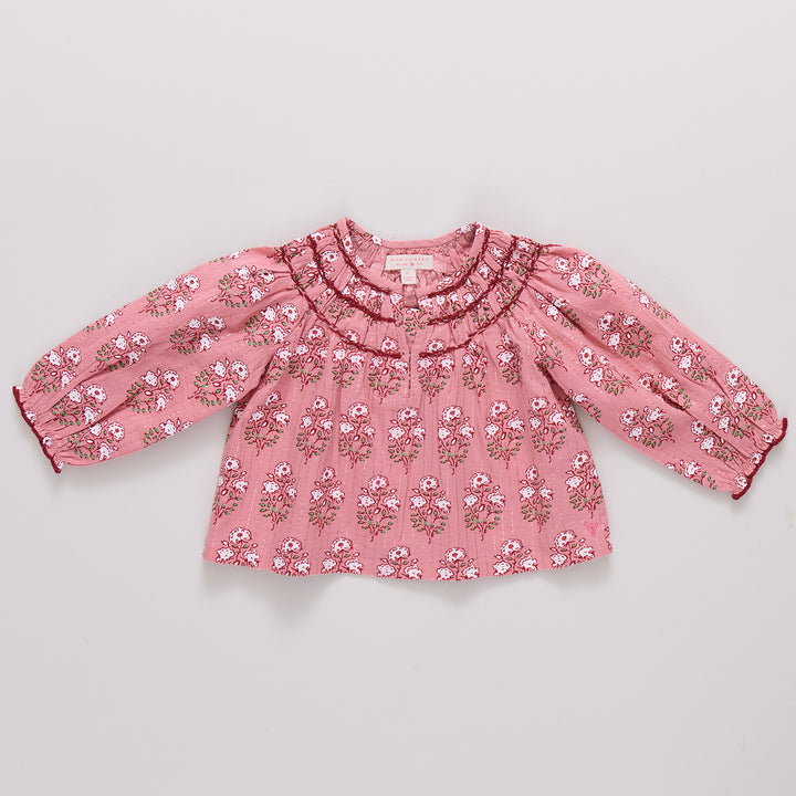 Girls Ava Top - Pink Strawflower