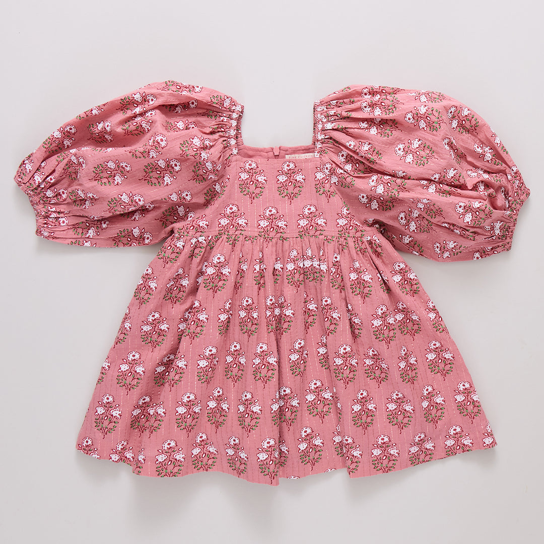 Girls Mary Barrett Dress - Pink Strawflower