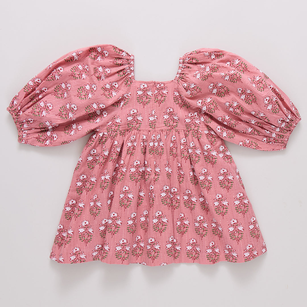 Girls Mary Barrett Dress - Pink Strawflower