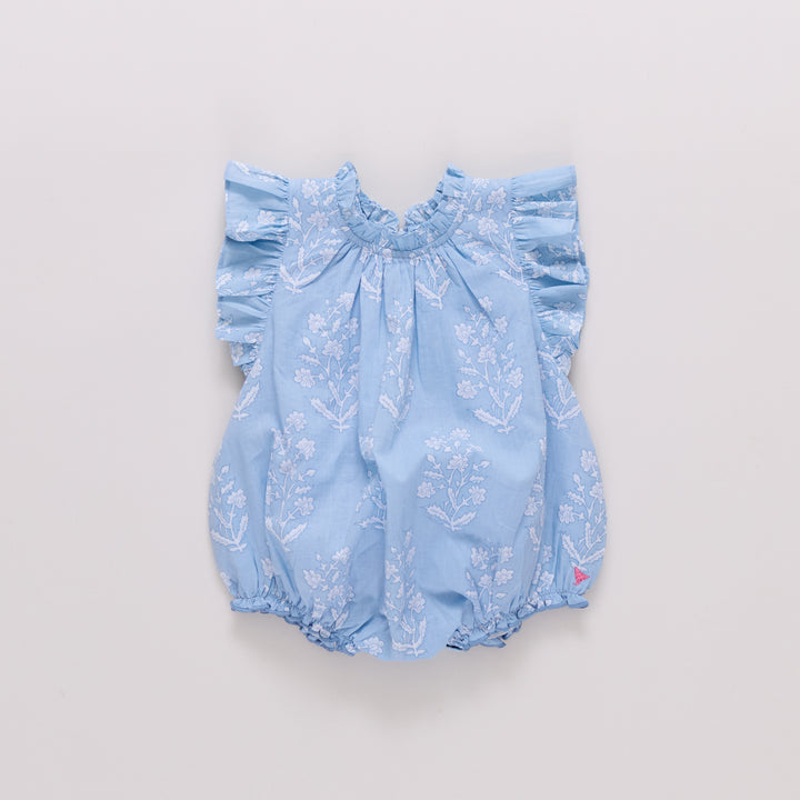 Baby Girls Harper Bubble - Blue Dewdrop Block Print