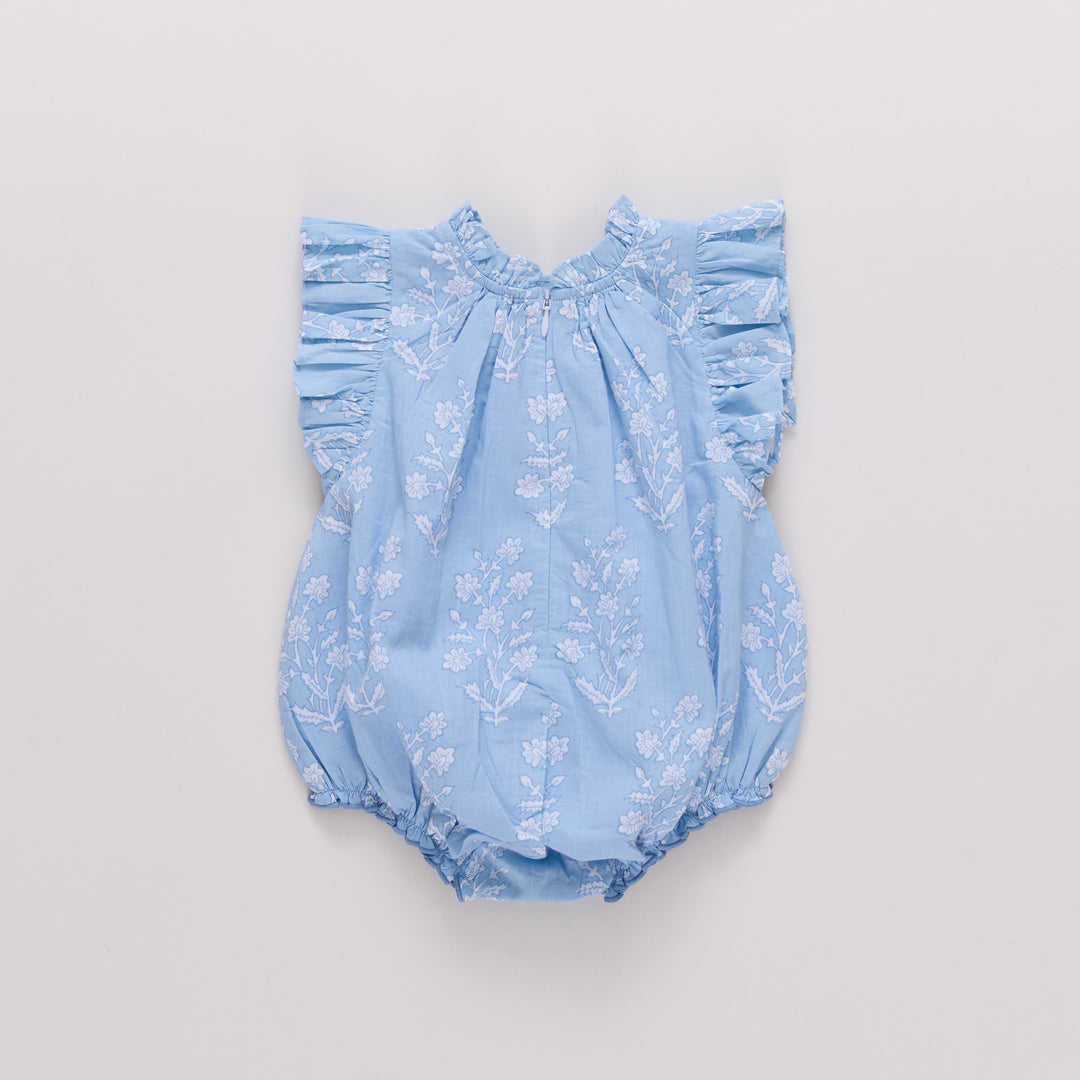 Baby Girls Harper Bubble - Blue Dewdrop Block Print