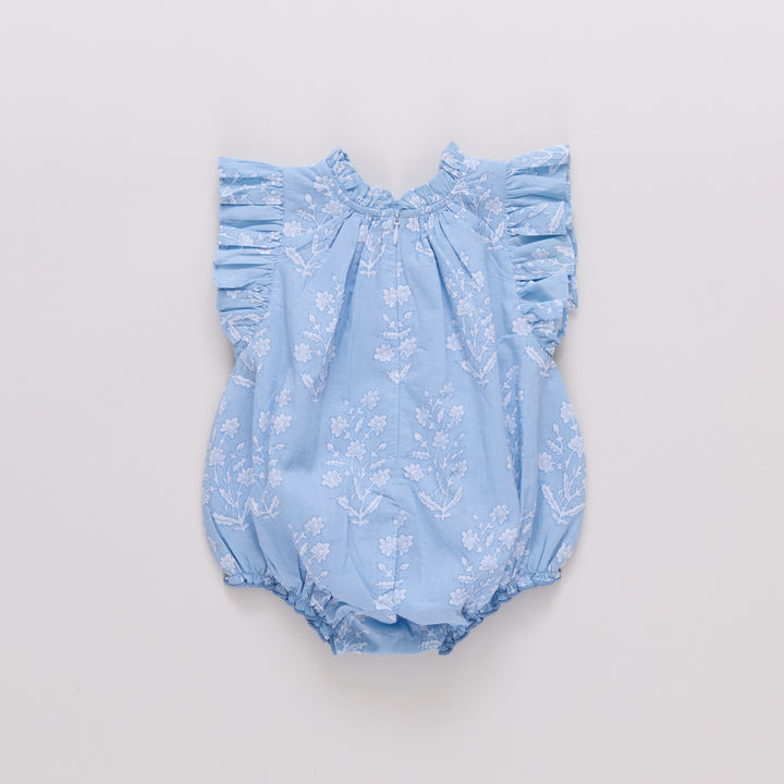 Baby Girls Harper Bubble - Blue Dewdrop Block Print