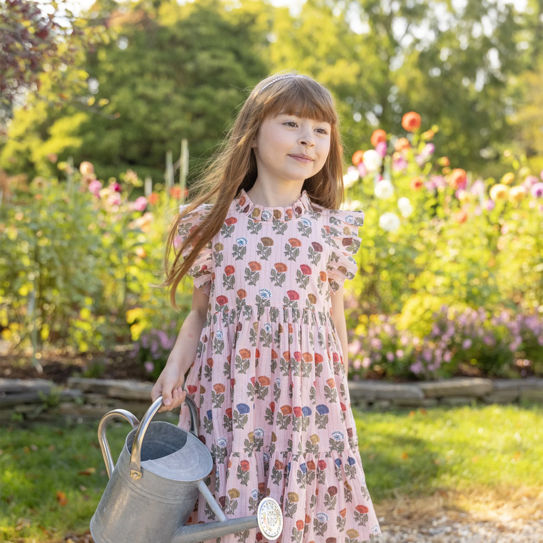 Girls Jennifer Dress - Multi Flower Drop