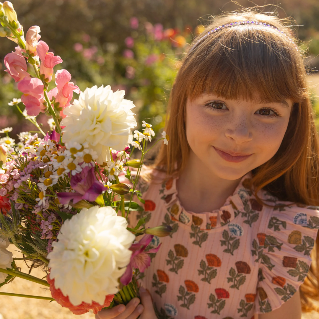 Girls Jennifer Dress - Multi Flower Drop