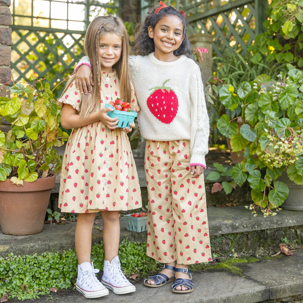 Girls Haven Sweater - Cream Strawberry