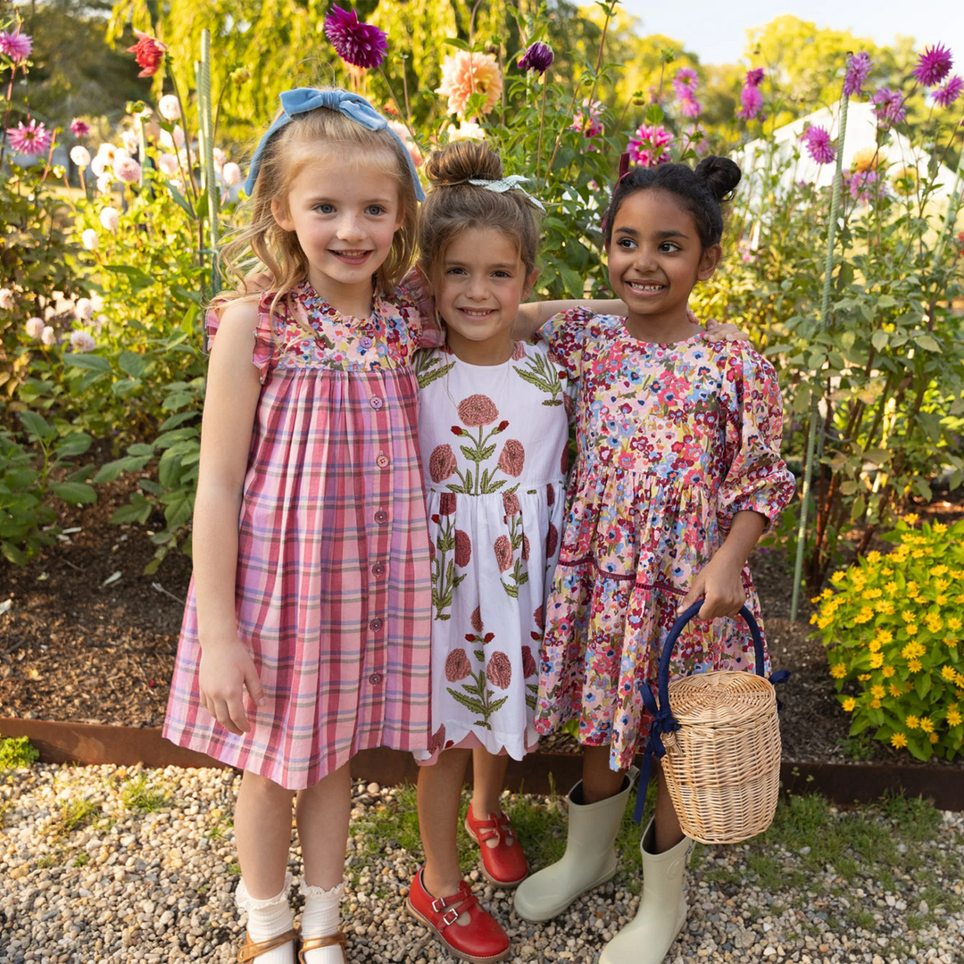 Girls Kaylee Dress - Burgundy Madras Plaid