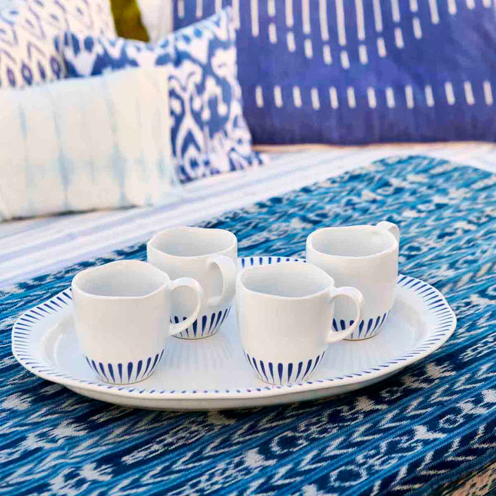 Sitio Stripe 4pc Place Setting with Mug - Delft Blue