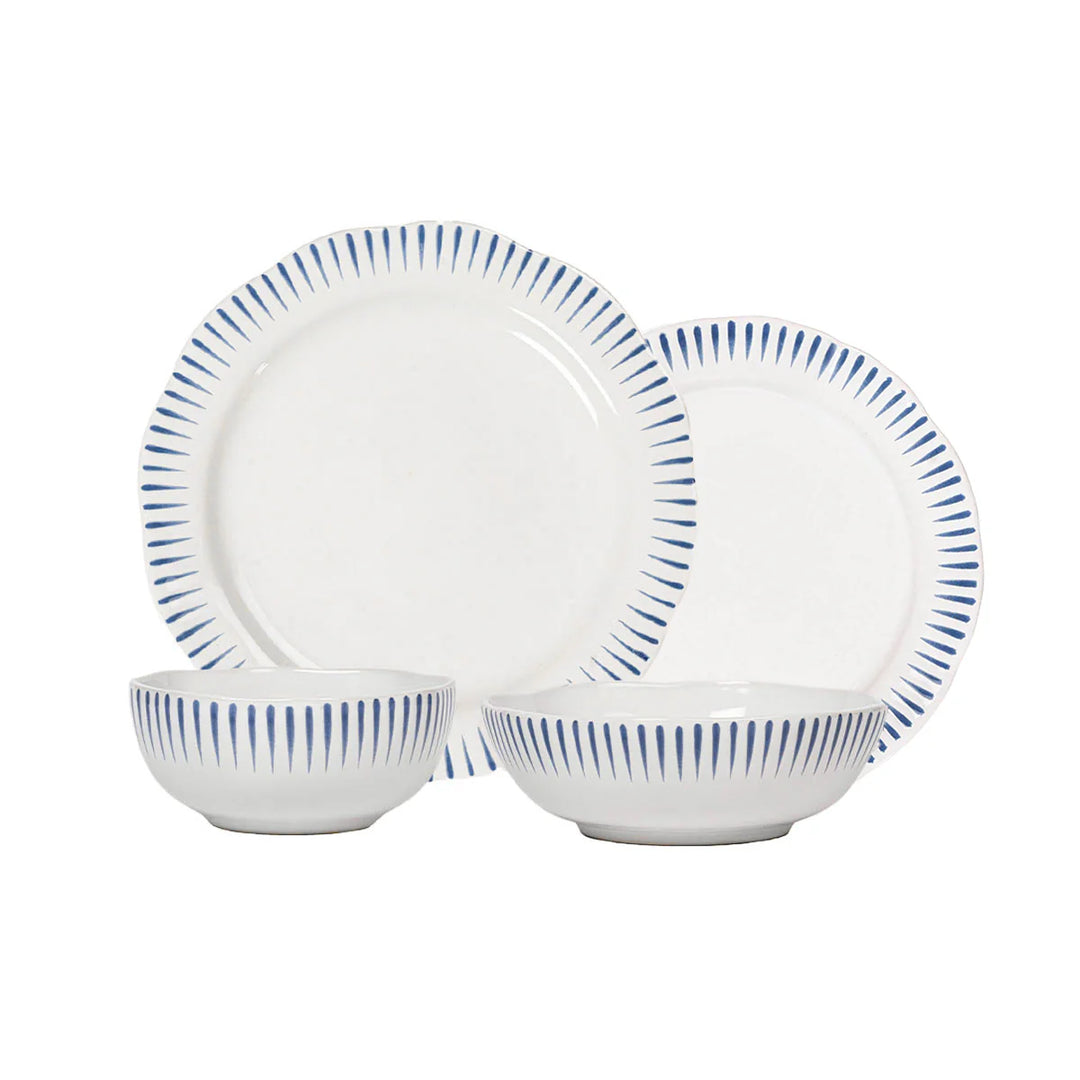 Sitio Stripe 4pc Place Setting - Delft Blue