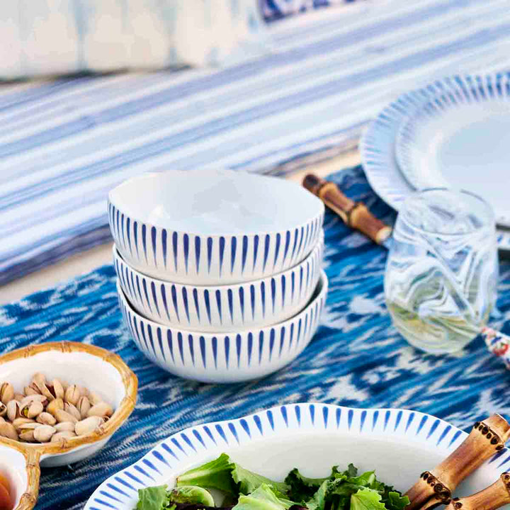 Sitio Stripe 4pc Place Setting with Mug - Delft Blue
