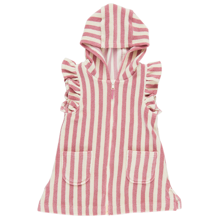 Girls Terry Coverup - Pink Stripe