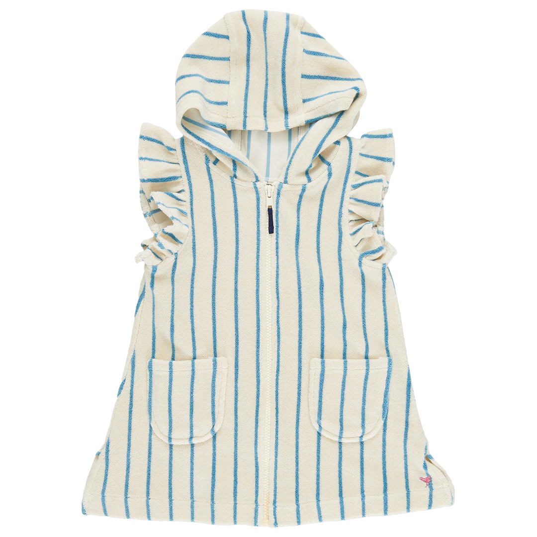 Girls Terry Coverup - Blue Stripe