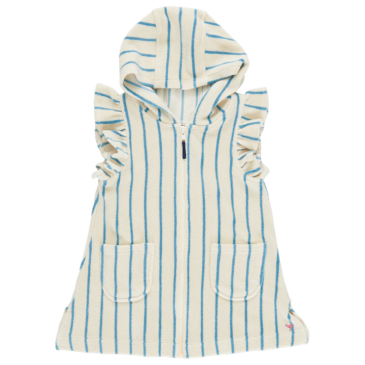 Girls Terry Coverup - Blue Stripe