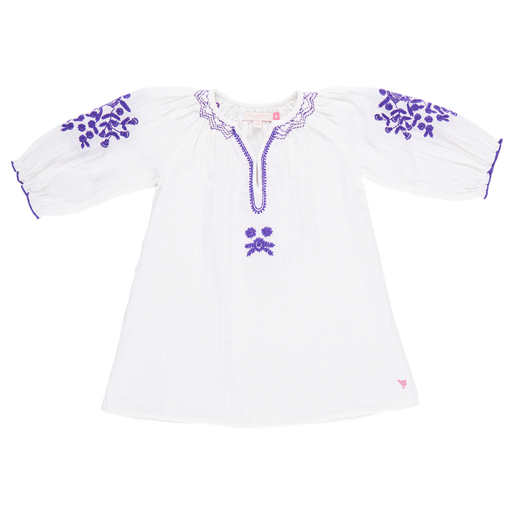 Girls Ava Dress - Gardenia White Embroidery