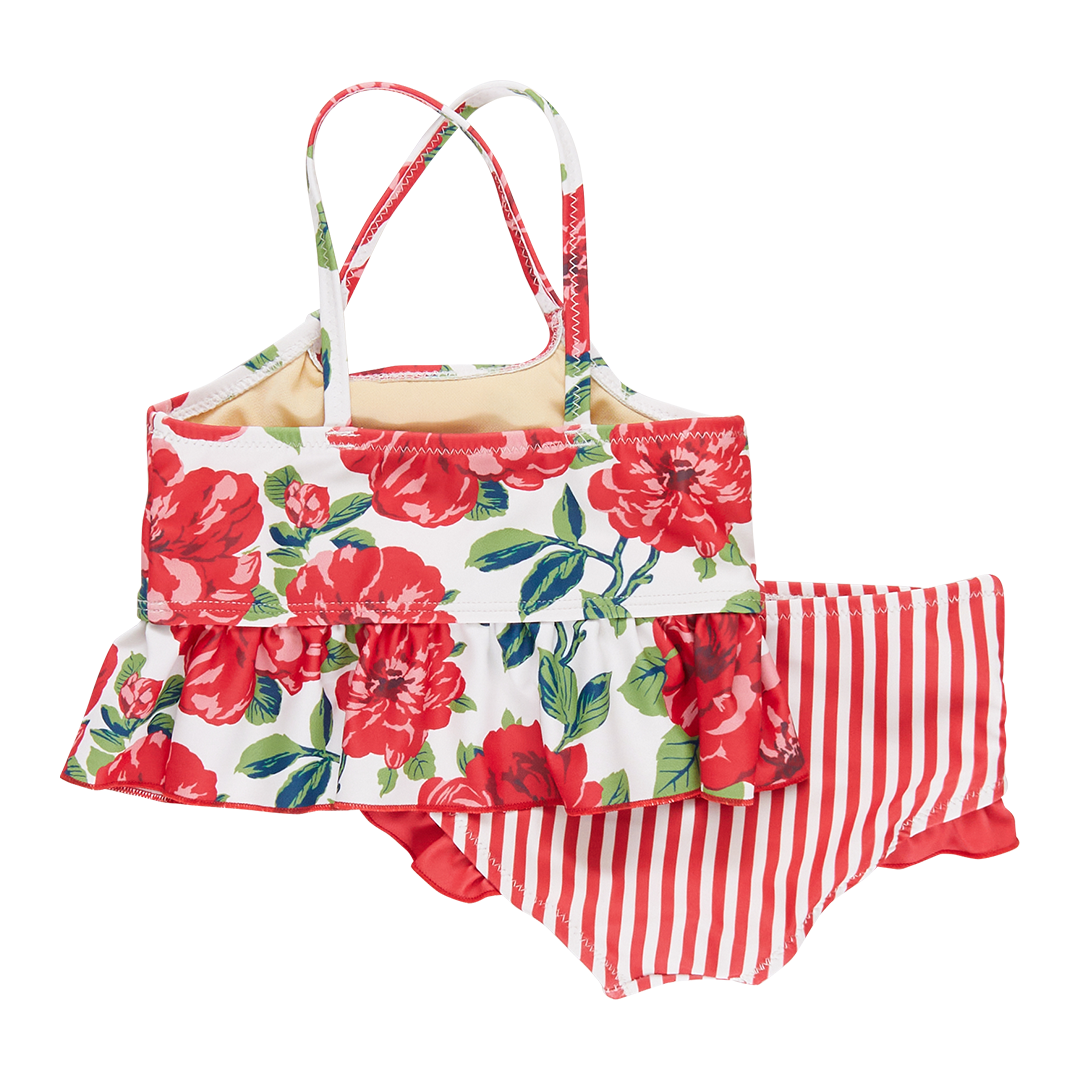 Girls Joy Tankini - Red Peonies