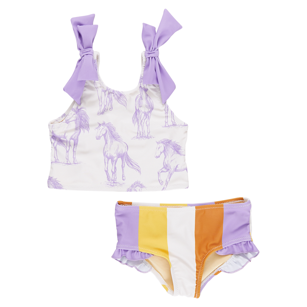 Girls Shelly Tankini - Lavender Horses