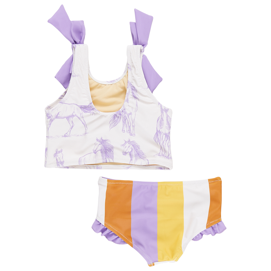 Girls Shelly Tankini - Lavender Horses