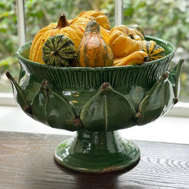 Scavo Harvest Pedestal Bowl - Green