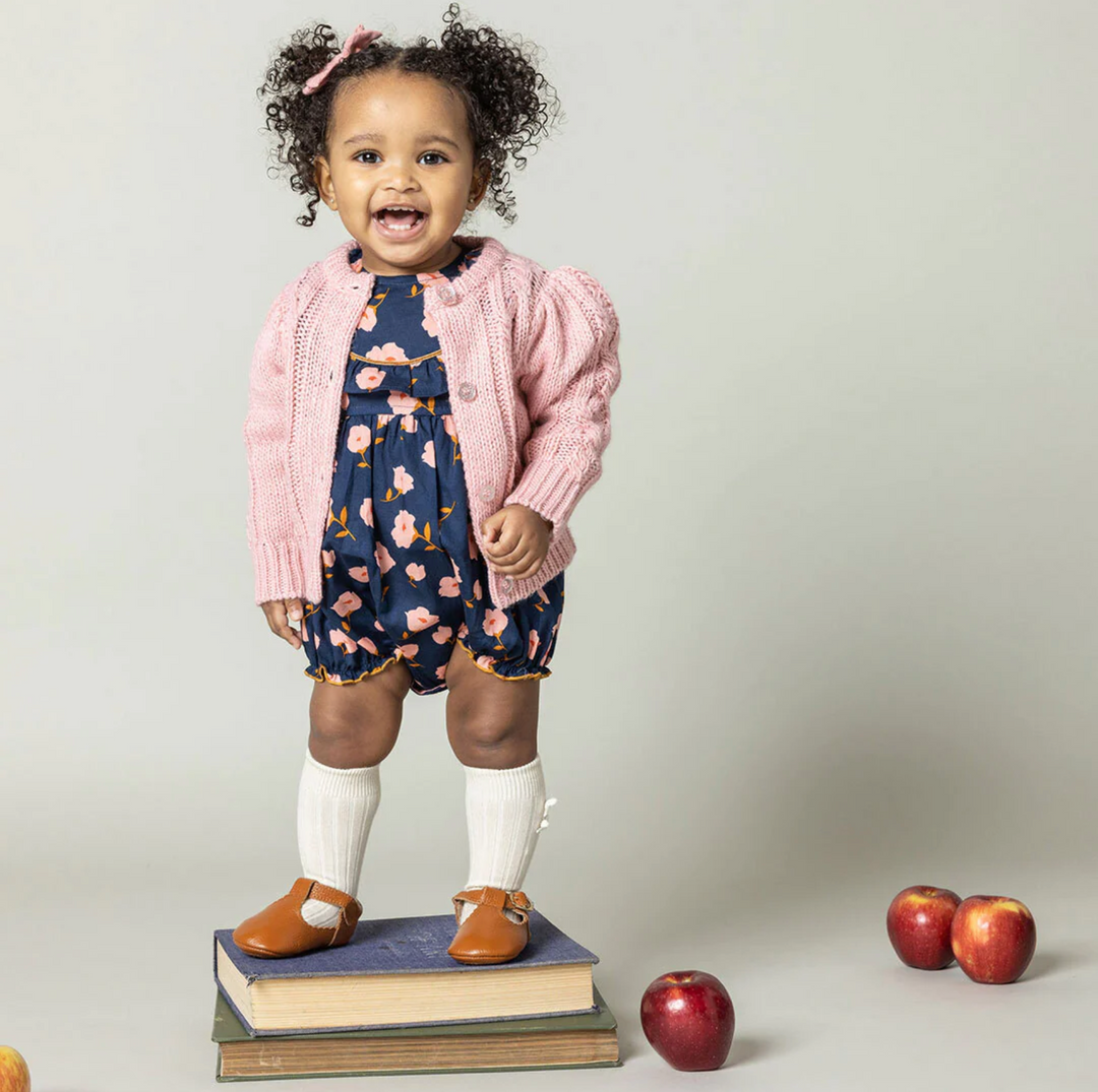 Baby Girls Cable Constance Sweater - Dusty Rose