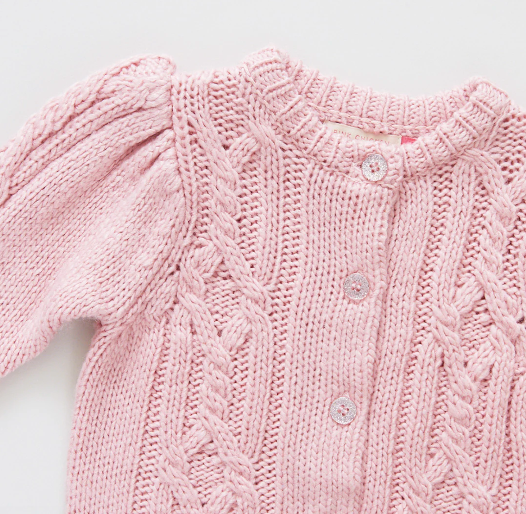 Girls Cable Constance Sweater - Dusty Rose