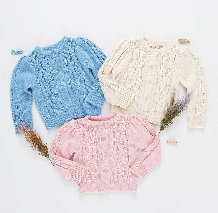 Girls Cable Constance Sweater - Dusty Rose