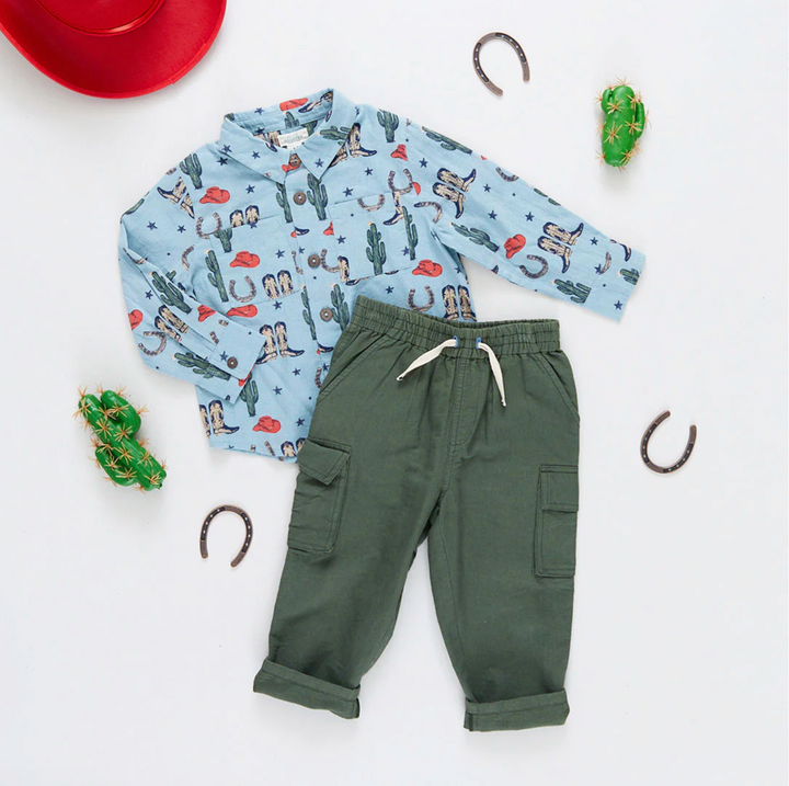 Boys Pull On Pant - Four Leaf Clovers