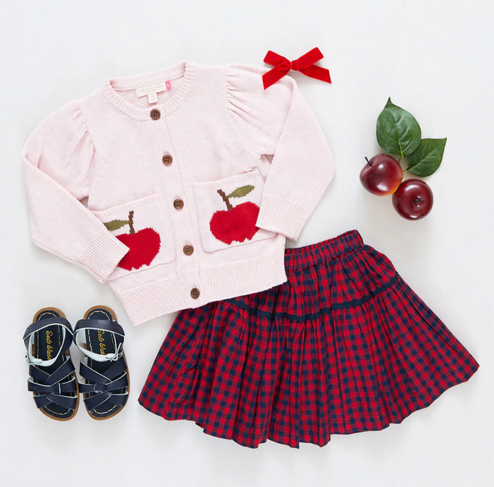 Girls Maribelle Skirt- Navy/Red Gingham