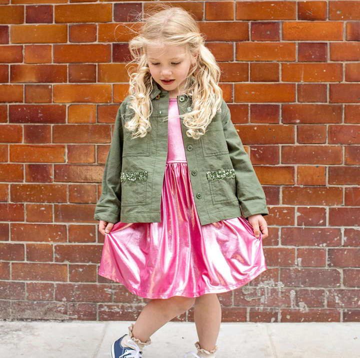 Girls Lame Laurie Dress - Pink