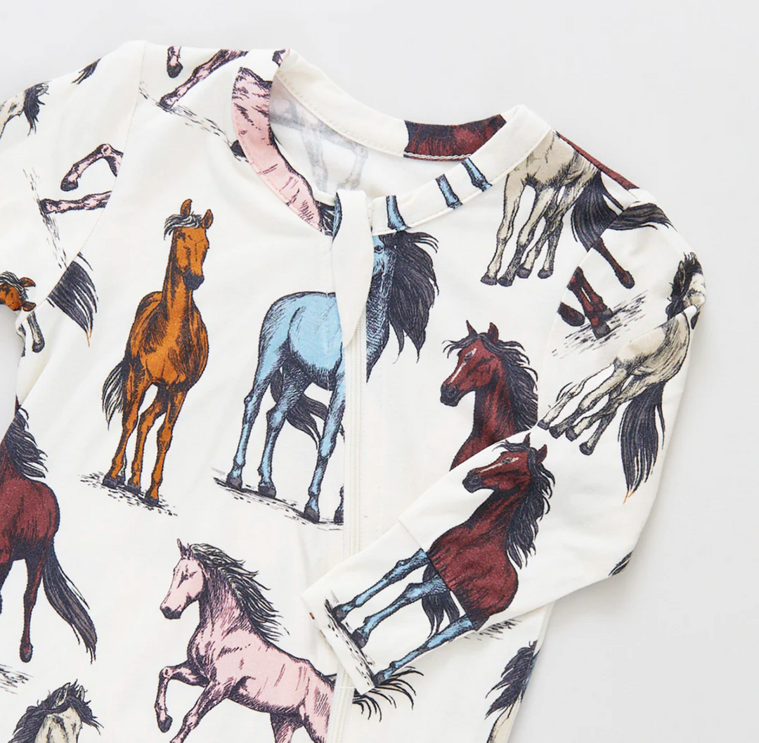 Baby Bamboo Romper - Multi Horses