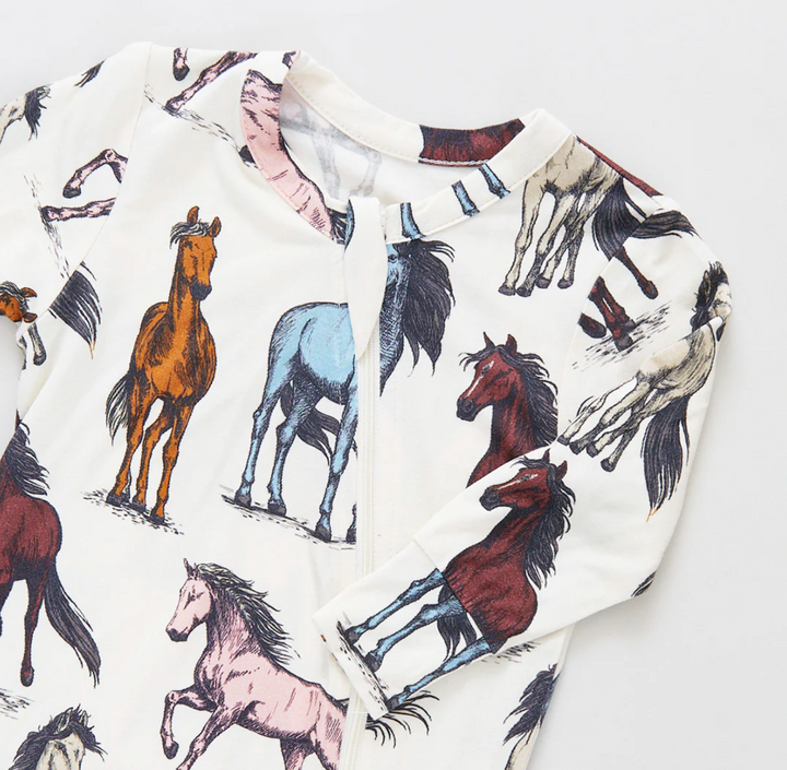 Baby Bamboo Romper - Multi Horses