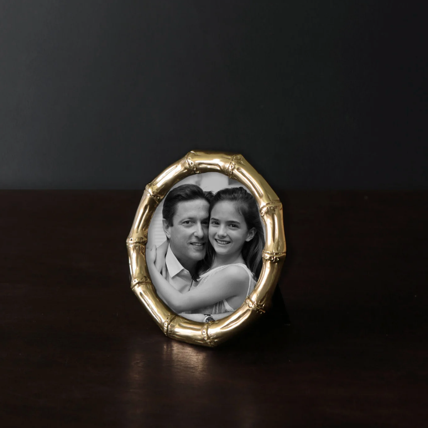 Sierra Modern Bamboo 5x5 Round Frame (Gold)