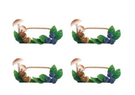 Forest Walk Mushroom & Acorn Place Card Holder Set/4 - Multi
