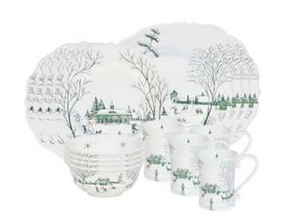 Country Estate Winter Frolic 16 pc Place Setting - Evergreen