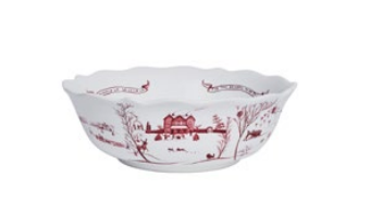 Country Estate Winter Frolic 11" Serving Bowl - Ruby