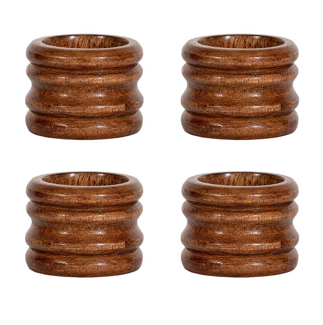 Bilbao Wood Napkin Ring Set/4